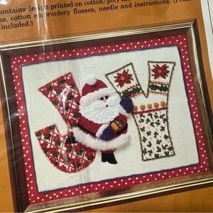 NWT Vintage Santa JOY crosstitch embroidery kit USA 1979